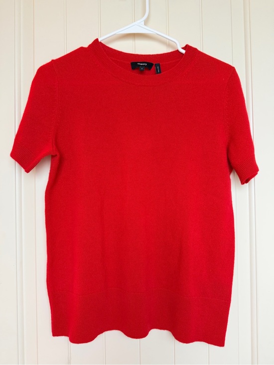 Theory Sweaters - THEORY Tolleree OB Ruby Red Short Sleeve 100% Cashmere Soft Sweater Size Small